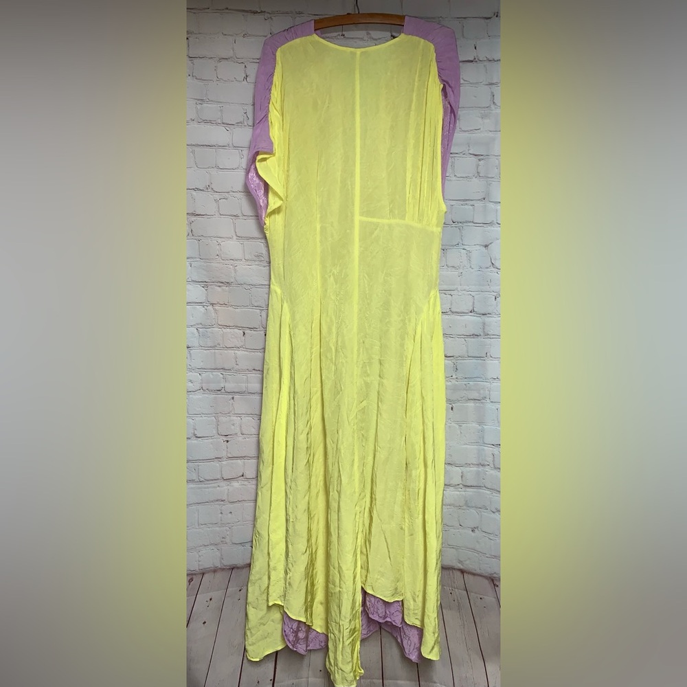 Topshop Jacquard Asymmetrical Yellow and Lavender Dress Size 8 - Picture 8 of 10